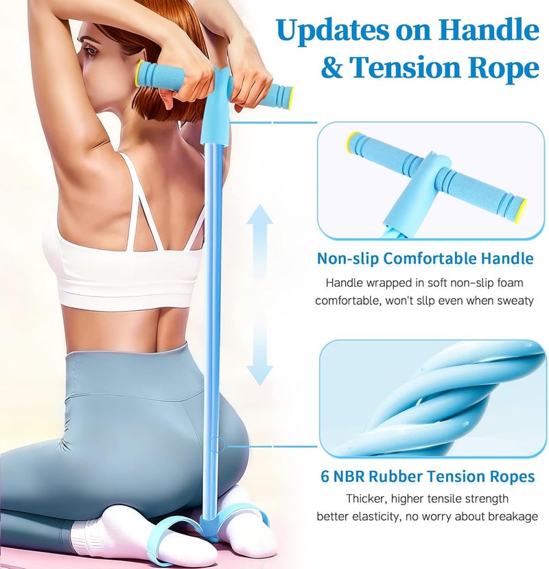Spechance Pedal Resistance Bands with Handles, Upgrade 6-Tubes Manual Tension Training Pedal, Natural Rubber Foot Pedal Resistance Bands, Multifunction Fitness Bands for Abdomen, Waist, Arm, Leg - Image 3